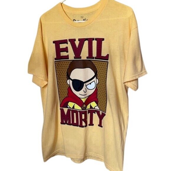 Adult Swim Rick And Morty "Evil Morty" Yellow Graphic Short Sleeve T-Shirt - Picture 1 of 4